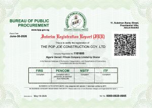 IRR-THE POP JOE CONSTRUCTION COY. LTD